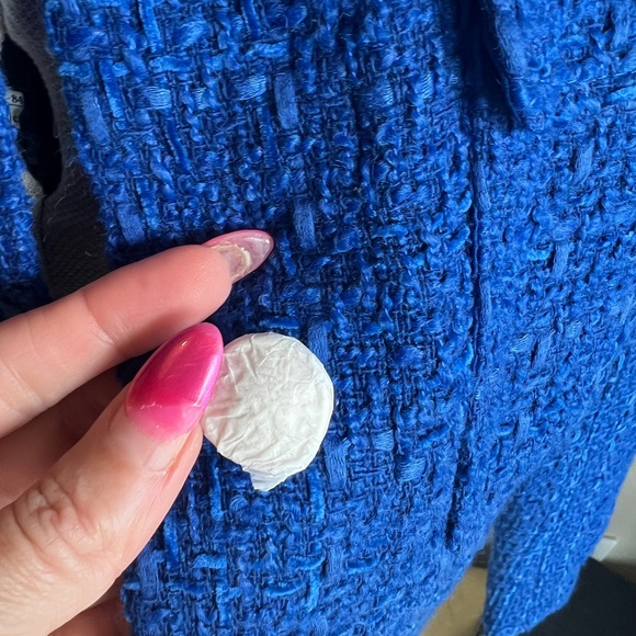 NWOT Rachel Zoe Royal Blue Tweed Cropped Blazer - Picture 10 of 14